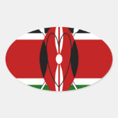 ケニア国旗ブラックレッドグリーンAr 楕円形シール (正面)