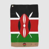 ケニア国旗&ケニア/モノグラムのアフリカゴルフタオル ゴルフタオル (正面)