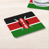 ケニア国旗 スクエアペーパーコースター (アングル)