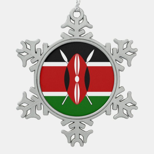 ケニア国旗 スノーフレークピューターオーナメント (正面)