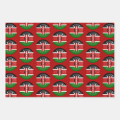 ケニア国旗、ハート&ケニアファッション/ギフトセット ラッピングペーパーシート (正面3)