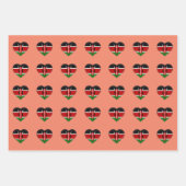 ケニア国旗、ハート&ケニアファッション/ギフトセット ラッピングペーパーシート (正面2)