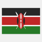 ケニア国旗、ハート&ケニアファッション/ギフトセット ラッピングペーパーシート (正面)