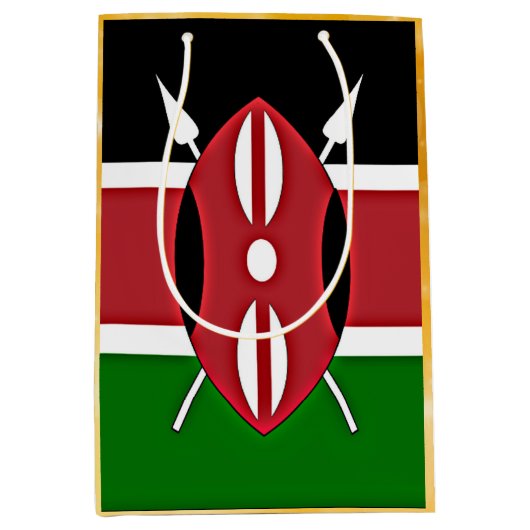 ケニア国旗 ミディアムペーパーバッグ (正面)