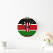 ケニア国旗 ラウンド壁時計 (ホーム)