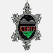 ケニア愛、ケニアのハートTシャツ スノーフレークピューターオーナメント (左)