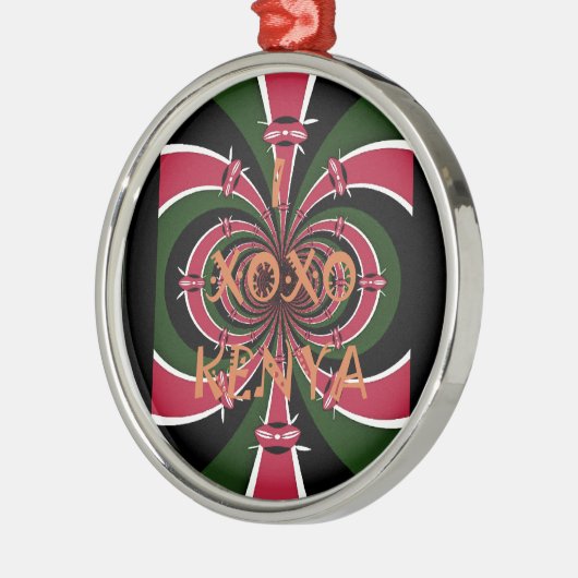 ケニア旅行のお土産 - ハグ&キス デザイン メタルオーナメント (左)
