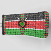 ケニア織物国旗ブラックレッドグリーン ゴルフヘッドカバー (正面)