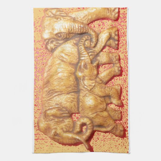 ケニア美しい動物サファリゾウ キッチンタオル (縦)