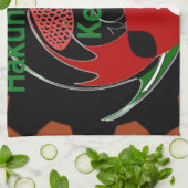 ケニア蝶フラッグアート – ハクナマタタパティオティック キッチンタオル (折り畳み)