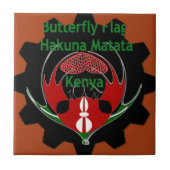ケニア蝶フラッグアート – ハクナマタタパティオティック タイル (正面)