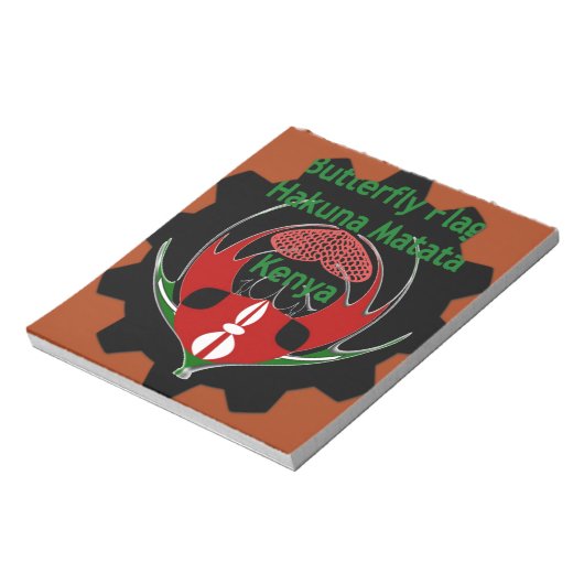 ケニア蝶フラッグアート – ハクナマタタパティオティック ノートパッド (回転)