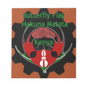 ケニア蝶フラッグアート – ハクナマタタパティオティック ノートパッド (正面)