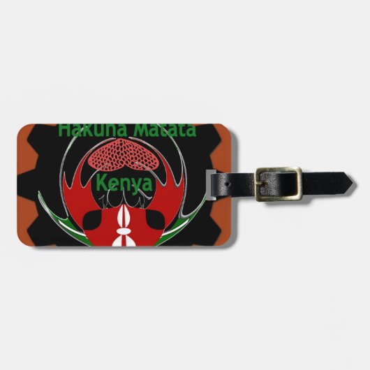 ケニア蝶フラッグアート – ハクナマタタパティオティック ラゲッジタグ (正面横)