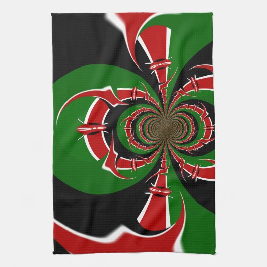 ケニア赤緑国旗国旗の色デザイン キッチンタオル (縦)
