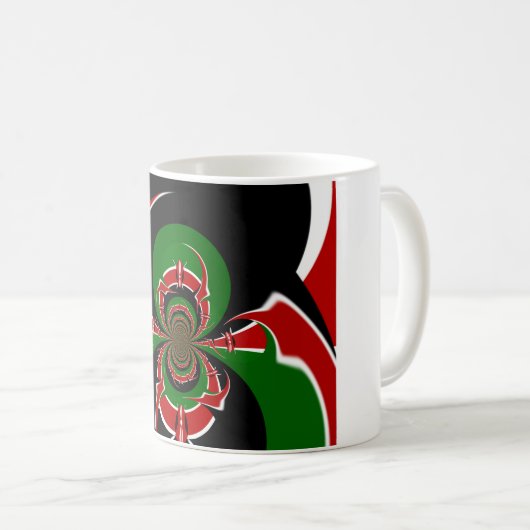 ケニア赤緑国旗国旗の色デザイン コーヒーマグカップ (正面右)