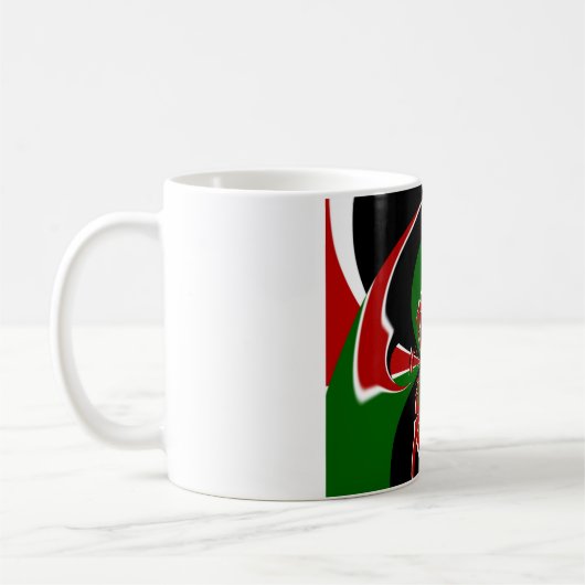 ケニア赤緑国旗国旗の色デザイン コーヒーマグカップ (左)