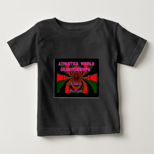 ケニア陸上世界選手権:渦巻く旗 ベビーTシャツ (正面)