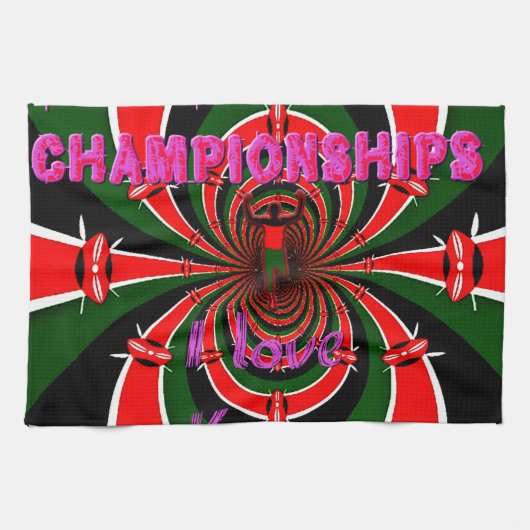 ケニア陸上競技世界選手権:くるくる回る旗 キッチンタオル (横)