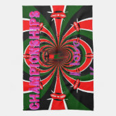 ケニア陸上競技世界選手権:くるくる回る旗 キッチンタオル (縦)