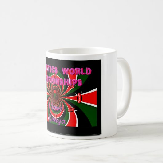 ケニア陸上競技世界選手権:くるくる回る旗 コーヒーマグカップ (正面右)