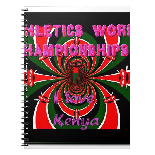 ケニア陸上競技世界選手権:くるくる回る旗 ノートブック (正面)