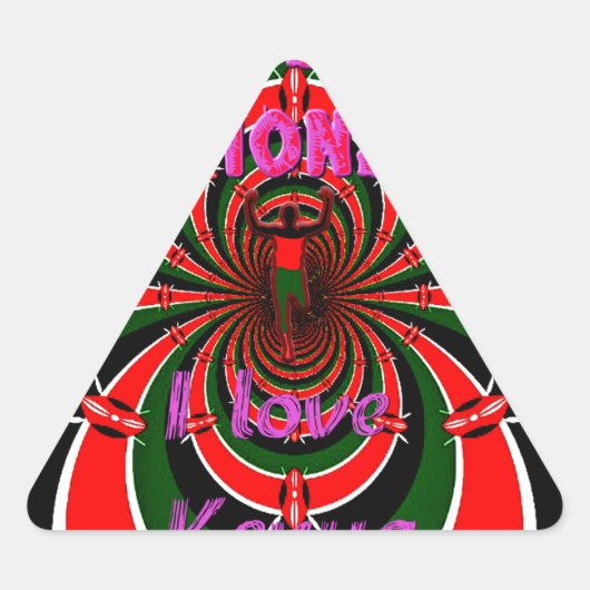 ケニア陸上競技世界選手権:くるくる回る旗 三角形シール (正面)