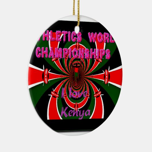 ケニア陸上競技世界選手権:旋回する国旗 セラミックオーナメント (右)