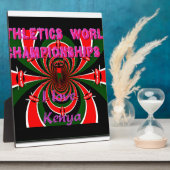 ケニア陸上競技世界選手権：旋回する国旗 フォトプラーク (側面)