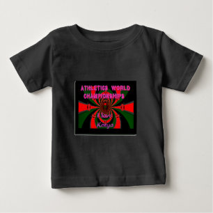 ケニア陸上競技世界選手権:旋回する国旗 ベビーTシャツ
