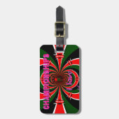 ケニア陸上競技世界選手権：旋回する国旗 ラゲッジタグ (正面縦)