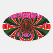 ケニア陸上競技世界選手権:旋回する国旗 楕円形シール (正面)