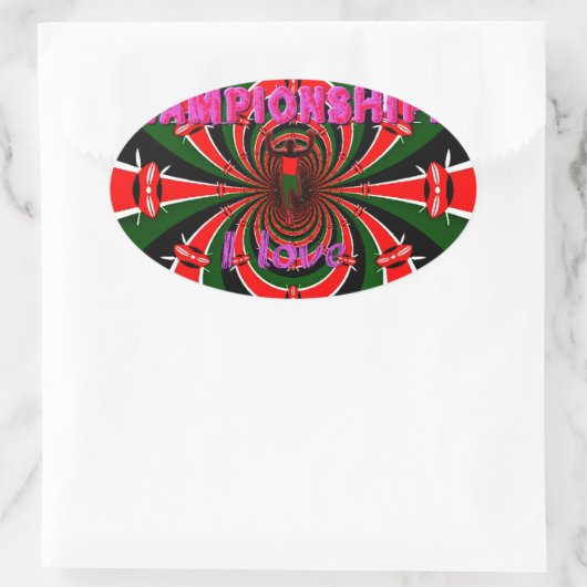 ケニア陸上競技世界選手権:旋回する国旗 楕円形シール (バッグ)