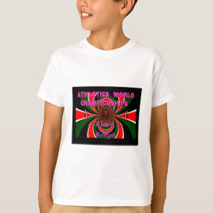 ケニア陸上競技世界選手権:旋回する国旗 Tシャツ