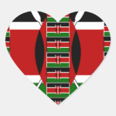 ケニア黒緑の国旗の色 ハートシール (正面)