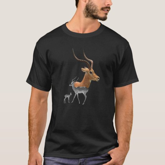 ケニア・アフリカでサファリするインパラ Tシャツ (正面)