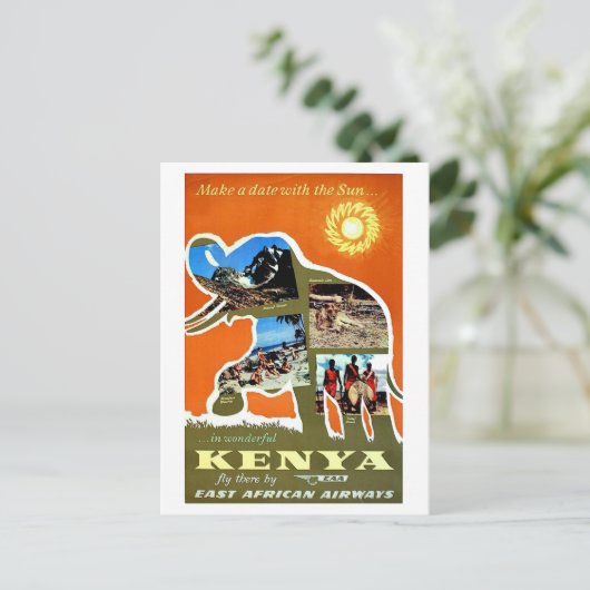 ケニア、アフリカ、日とデートをする、旅行 ポストカード (スタンド正面)