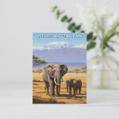 ケニア・アンボセリ国立公園ゾウ ポストカード (スタンド正面)