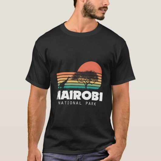 ケニア ナイロビ国立公園 アフリカ セレンゲティ Tシャツ (正面)