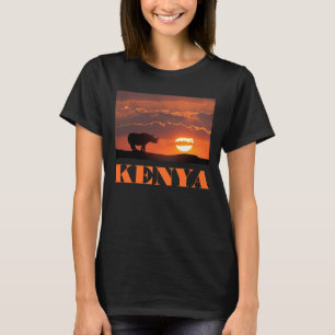 ケニア・マサイマラの日の入りとサイ Tシャツ