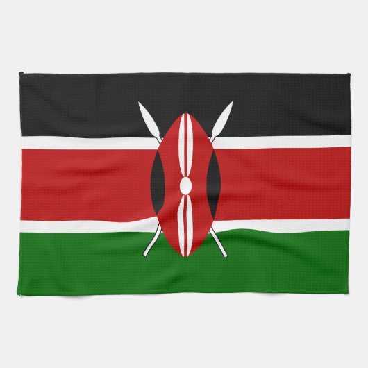 ケニア・マサイ国旗Bendera ya Kenya キッチンタオル (横)