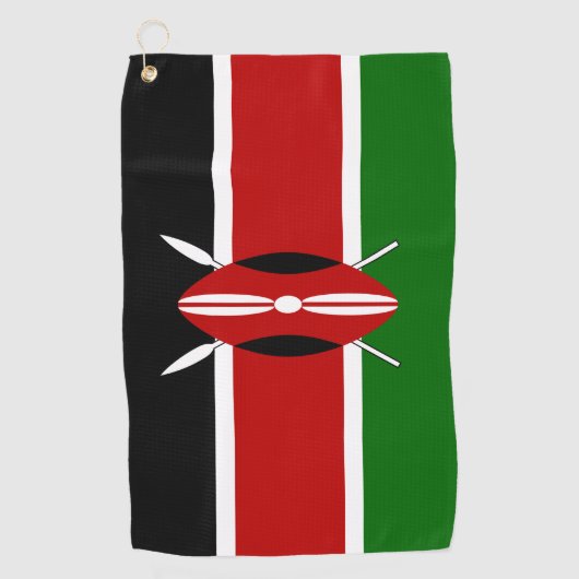 ケニア・マサイ国旗Bendera ya Kenya ゴルフタオル (正面)