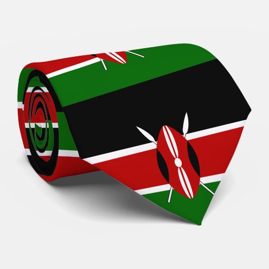 ケニア・マサイ国旗Bendera ya Kenya ネクタイ (ロール)