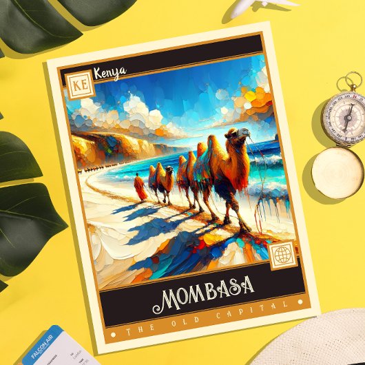 ケニア,モンバサ |ヴィンテージ絵画ー ポストカード