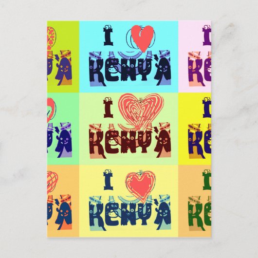 ケニア 旅行 お土産 ポップアート プリント ポストカード (正面)