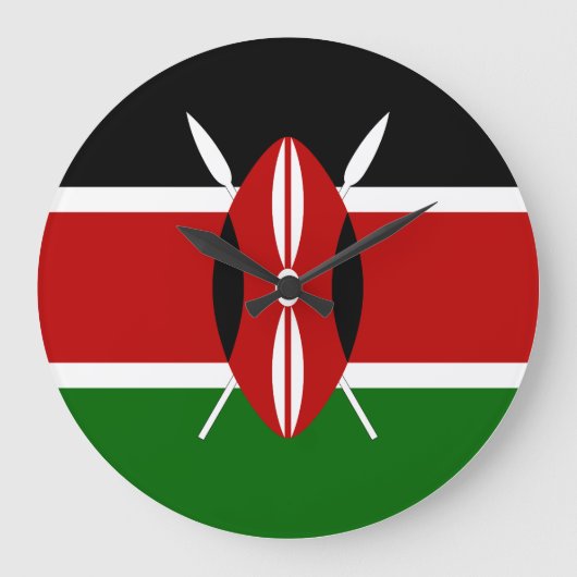 ケニア(Kenyan)国旗 ラージ壁時計 (正面)