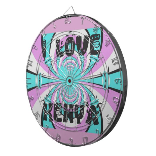 ケニカラフルヤ愛:紫シアンホワイトおもしろい ダーツボード (正面右)