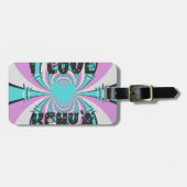 ケニカラフルヤ愛：紫シアンホワイトおもしろい ラゲッジタグ (正面横)