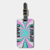 ケニカラフルヤ愛：紫シアンホワイトおもしろい ラゲッジタグ (正面縦)