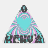 ケニカラフルヤ愛:紫シアンホワイトおもしろい 三角形シール (正面)